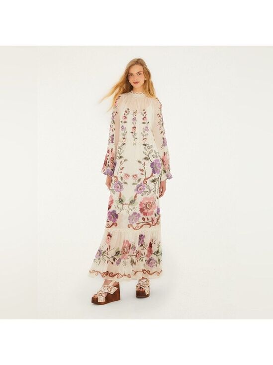 FARM Rio Dresses & Skirts - Farm Rio Cream Rococo Flowers Lace Maxi Dress